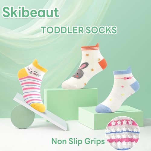 SkiBeaut Toddler Grips Socks, Non Slip Kids Toddlers Boys Girls Grippy Child Socks with Grippers for 1-7 Years Old,12 Pairs3
