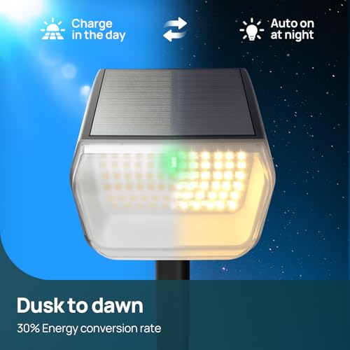 Linkind Solar Spot Lights Outdoor Garden, 800lm Warm White Solar Wall Lights with Winter Mode, 6 Hours Nightly, IP67 Waterproof Dusk to Dawn Garden Lights for Yard Driveway Porch Walkway, 6 Pack - Image 4
