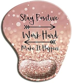HOPONY Mouse Pad, Ergonomic Mouse Pad with Gel Wrist Rest Support, Gaming Mouse Pad with Lycra Cloth, Non-Slip PU Base for Computer, Laptop, Home, Office & Travel Hands Pain Relief Rose Gold