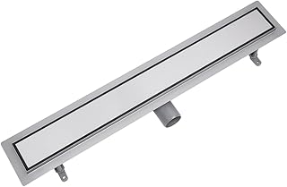 Duschrinne Edelstahl Komplettset DUO Befliesbare Abdeckung oder gebürstetem Edelstahl Haarsieb Rinne mit Siphon Montagefüße Inklusive mit Dichtmanschette Doppelkammer Bodenablauf Länge 60 cm