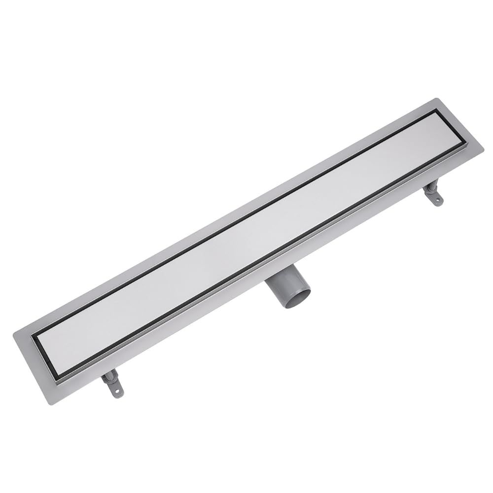 Duschrinne 80 cm, Duo-Rost – befliesbar oder mit Edelstahlabdeckung, Edelstahl AISI 304, Siphon Ø50, Haarsieb