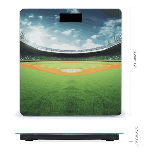 Báscula digital de baño vidrio templado diseño campo béisbol verde miniatura 2