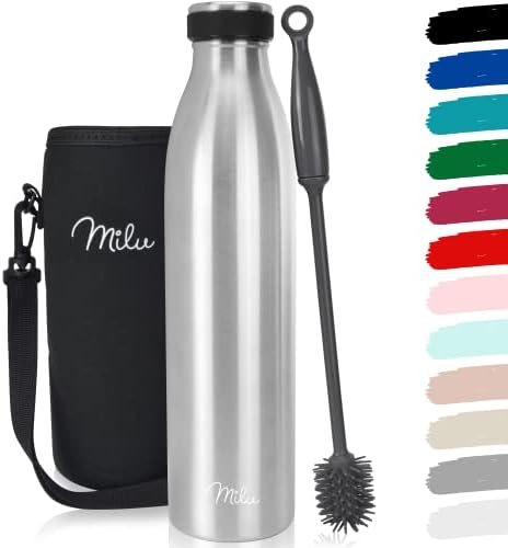 Milu Stainless Steel Vacuum Insulated Water Bottle - 500ml, 750ml, 1l - Double Wall Metal Flask, for Hot, Cold & Carbonated Drinks (Stainless Steel, 500ml)