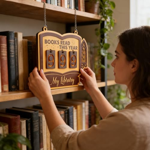 Contador de libros de madera para pared: decora tu librería de casa con estilo 3