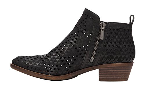 Image of Lucky Brand Basel 3 Black Lugo Perforated Cut Out Low Cut Ankle Designer Booties (Black Lugo, 9.5)