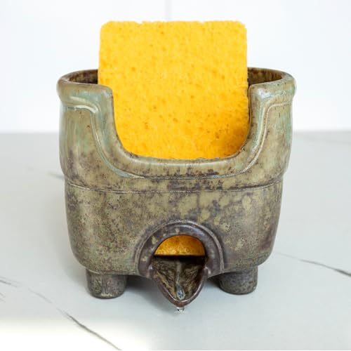 wowhalolo Sponge Holder for Kitchen Sink, Ceramic Sink Caddy Organizer
