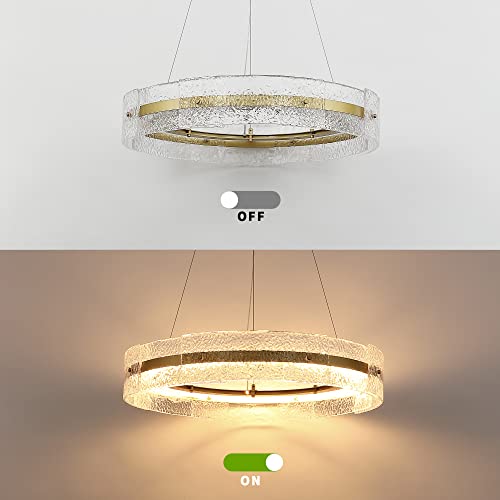 Untrammelife Luxury Led Wagon Wheel Chandelier Gold Round Modern Contemporary Style Chandelier Large Crystal Pendant Light Fixture For Dining Room, Living Room, Kitchen Island, Bedroom #TOP6
