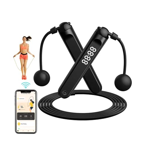 Smartia – Comba crossfit con contador, Cuerda para saltar con pantalla LCD, Seguimiento con APP en Español incluida, comba boxeo inteligente, Modelo 2025, Cuenta para saltar ajustable fitness (Negro)