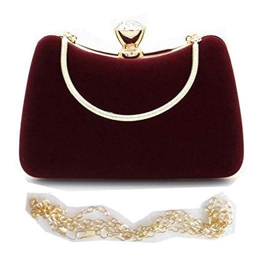 Bolsa feminina de veludo para noite com diamante luxuoso bolsa elegante bolsa de mão banquete de casamento clutch carteira feminina, Burgundy, One_Size