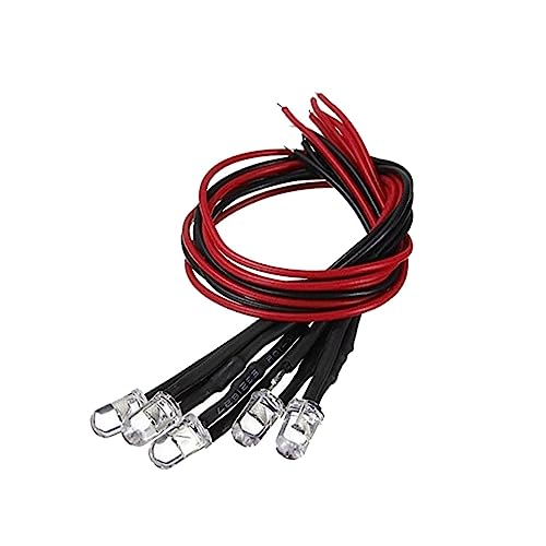 ARTSEWPLY 10 piezas LED Bombillas Rojas Pre Cableadas para Luces de Coches Rc y Juguetes Cable Flexible de Larga Duración Fácil Instalación