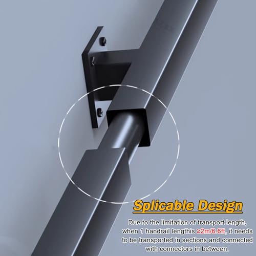 Barres de maintien réglables et rampe d'escalier noire sur mesure