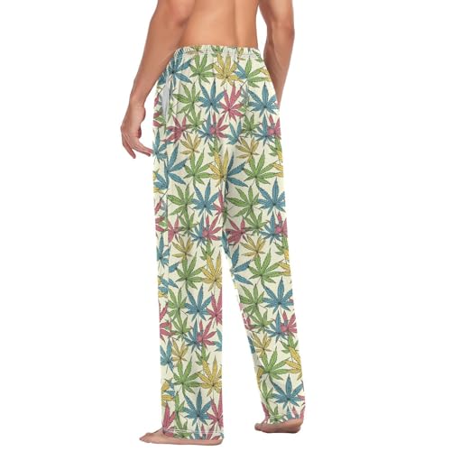 Aflyko Men's Pajama Pants Marijuana Leaves Lovely Pjs Sleepwear Bottoms3