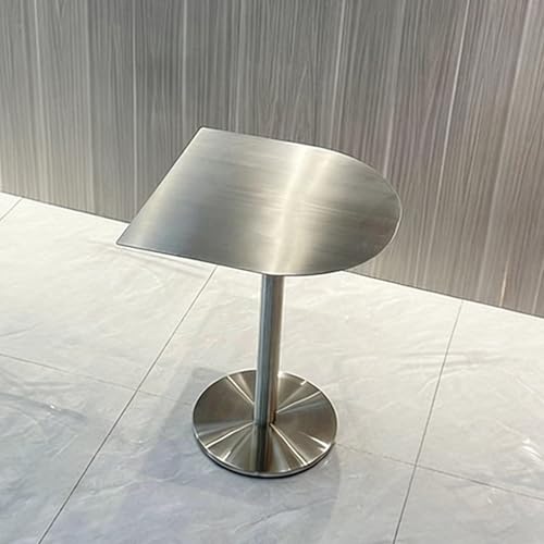 Mesa de comedor semicircular de estilo industrial con superficie de acero inoxidable sin huellas dactilares y base sólida estable para el hogar, cafetería, bar, restaurante