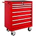 tectake® Carrello Portautensili, Carrello, Porta Attrezzi Officina con Ruote, 7 Cassetti, Carrello Porta Attrezzi, Attrezzatura Officina, Attrezzi da Lavoro - Rosso