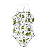 KiuLoam Funny Green Frogs Girl's Swimsuit Two Piece Swimwear Sun Protection Bathing Suits for 7-8 Years Child