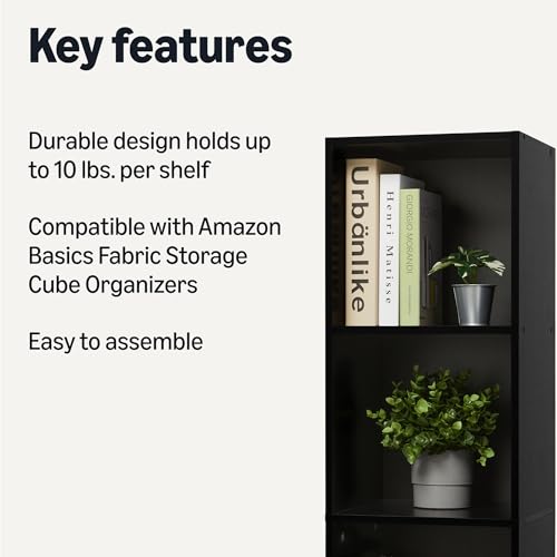 Image of Amazon Basics 5-Cube Bookcase Compatible with Fabric Storage Cube Organizers, Black