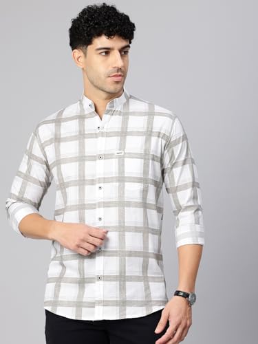 Image of Majestic Man Men's Pure Cotton Mandarin Collar Slim Fit Casual Shirt