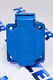 cee steckdose 230v 32a Kontaktkapazität: 1-2,5mm² HOLZER 8 Stück Einbausteckdosen Schuko Steckdose 16A mit IP54 / + Flansch Dichtung (Blau)