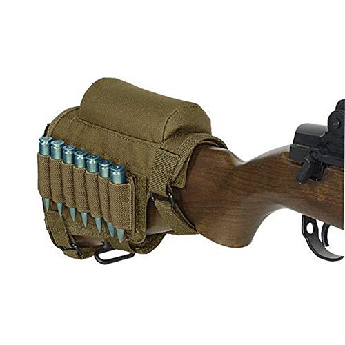 Tactical Buttstock Shell Holder Cheek Rest Ammo Shell Pouch Bag Hunting Shooting (Brown) - Thumbnail 4