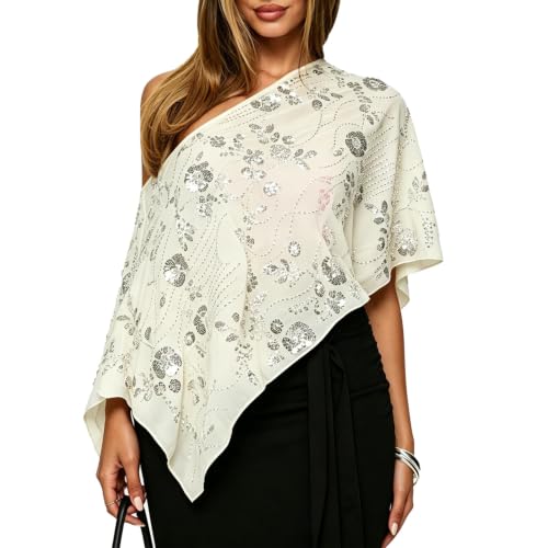 Chal ligero transparente de malla bordado con refinados acabados florales