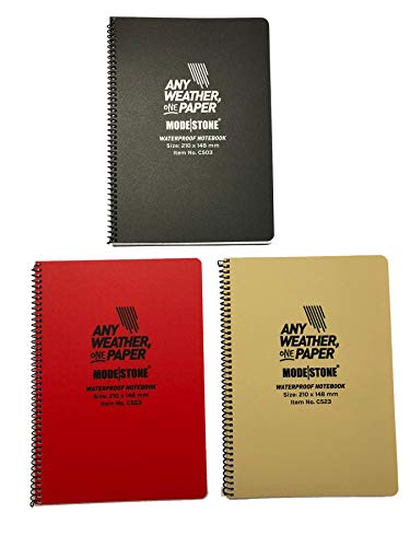 Bloc-notes étanche A5 Modestone rouge carnet de notes imperméable 100 pages