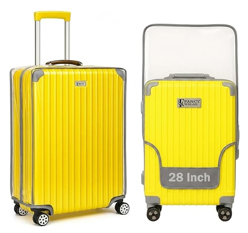Image of Suitcase Cover 28 Inch Trolley Bag Cover Transparent PVC Suitcase Bag Cover with Zipper Dustproof Waterproof & Cabin Bag Anti-Scratch Luggage Cover for Travel Accessories, (Grey, Pack of 1, 28 Inch)