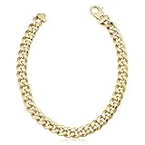 14k Yellow Gold Miami Cuban Link Curb Chain Bracelet for Men (7.6 mm, 8.5 inches)
