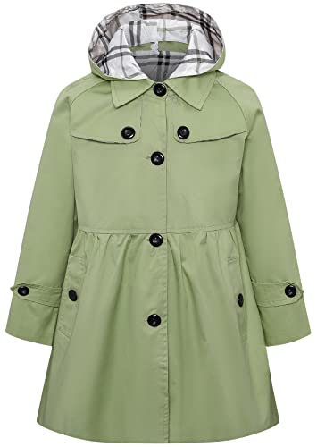 Image of Betusline Girl's Single Breasted Trench Coat Hooded Dress Coat Outerwear, 2-14 Years