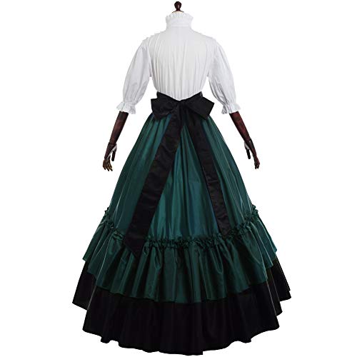 Bpurb Women's Victorian Civil War Dress Theater Corset Costume Ball Gown (Blouse & Skirt & Petticoat) (Xx-Large, White/Green) #TOP2