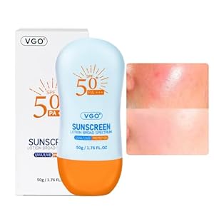 VGO Sunscreen for Face SPF 50+, Mineral Sunscreen with Zinc Oxide, Broad Spectrum Protection, No White Cast, Oil-Free & Non-Comedogenic, Suitable for All Skin Types & Tones, Travel Size (1.76 Fl Oz)