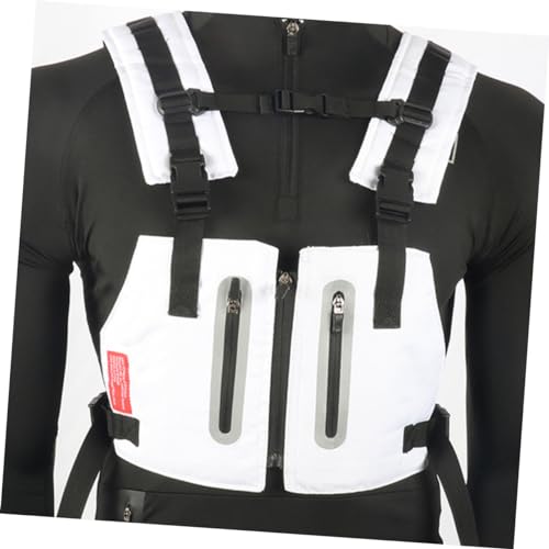 TOYANDONA Highly Visible Reflective Fitness Vest for Outdoor Cycling and Running Multi Pocket Design for Camping and Survival Activities White