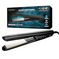 REVAMP Ion Shine Ceramic Hair Straighteners, Infrared and Ionic Technology for Sleek Frizz-Free Results, Infused with Smooth Keratin, Argan and Coconut Oils, Variable Heat, for All Hair Types, Black