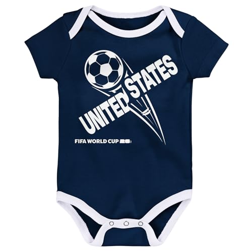 Outerstuff FIFA World Cup 2026 Infant and Toddler 3 Pack Country Onsie, USA, 3-6 Months