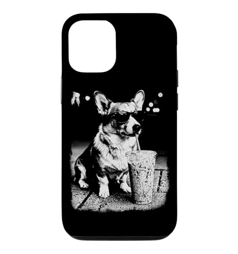 Corgi Drinking Iced Coffee Funny Animal Dog Meme Humor Case for iPhone 12/12 Pro