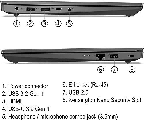 Image of Lenovo V15 Gen2 15.6 inch FHD Business & Home Laptop, Intel Celeron N4500 Processor, 8GB RAM, 256GB SSD, Numeric keypad, Wi-Fi, BT 5.1, Webcam, RJ-45, HDMI, Windows 11 Home, w /Battery