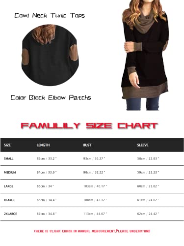 Famulily Cowl Neck Sweatshirts For Women Ladies Long Sleeve Tunic Tops Super Comfy Knitted Outfits Lightweight Clothing Tops (Mustard, Large) #TOP3