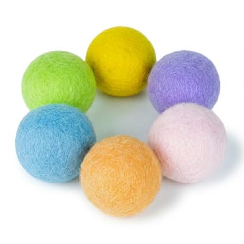 Sternenpfote Filzbälle für Katzen (4cm XL) – 6 Stück extra große & robuste Katzenbälle aus 100% Wolle – Leises Spielzeug Set, Bunt &...