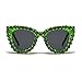willochra Luxury cute Colorful Diamond Women Party Rhinestone Cat Eyes Gradient Candy Sun glasses Shades for women sun protection (green)