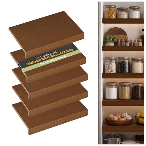 ClimbHope Wire Shelf Covers, Bamboo Wire Rack Covers for Pantry, Closet,Kitchen (5pcs, 24" W x 16" D, Walnut) by ClimbHope - Used condition - US$81.89