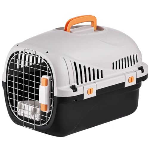 Pantress 猫 犬用 ペットキャリー ハードタイプ 天窓付き キャリーケース 避難グッズ 災害対策 軽量設計 車/新幹線/飛行機の移動に 静音設計でペットが落ち着く 滑り止めハンドル付き 可愛い アウトドア (窓なしブラック)