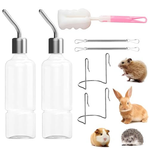 YINZZTRY Biberon Lapin, 2 Pièces Rongeur Distributeur Eau, Suspendus Lapin Deau Distributeur, Abreuvoir pour Les Rongeurs, pour Abreuvoir Rongeur, Chatons, Chiens,...