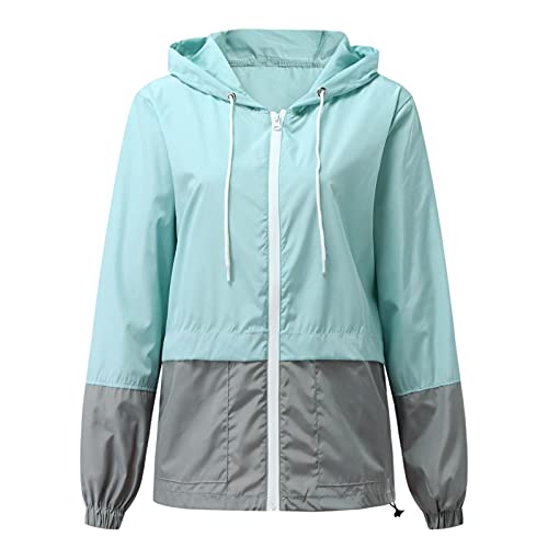 ZXCVBNM Casaco de chuva feminino corta-vento impermeável leve com capuz para ambientes externos P-2G