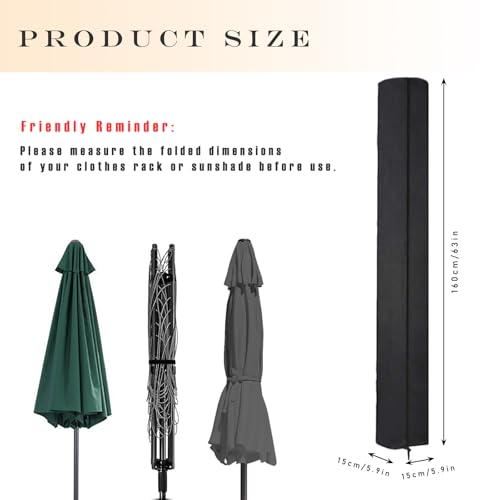 Cosstream Wäschespinne Schutzhülle - 1 Stück wasserdichte Abdeckung 160x15x15cm aus 210D Oxford mit Reißverschluss Wasserdicht Wetterfest Schutzhülle für Wäschespinnes