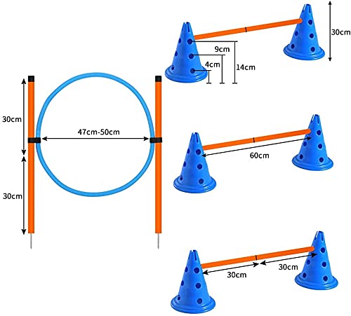 Xiaz Dog Agility Hurdle Cone Set, Agility Equipments For Dog, Adjustable Agility Ladder Speed Training Equipment, 6 Agility Cones, 3 Agility Rods And Jumping Ring #TOP2