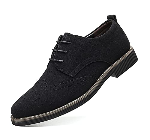 Santimon Mens Fashion Suede Leather Wingtip Oxfords Business Dress Casual Brogue Derby Shoes