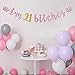 Pink Gold I'm 21 Bitches Banner, Happy 21st Birthday Banner Decor, Cheers to 21 Years Party Supplies for Girls
