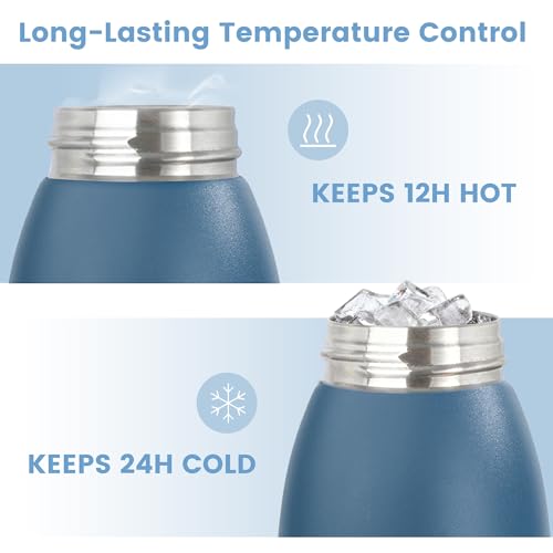 Image of 32oz Insulated Stainless Steel Water Bottle with Handle, Double Wall BPA-Free Metal Water Bottle, Leakproof, Keeps Cold 24H & Hot 12H, Ideal for Gym, Office, Hiking, Blue