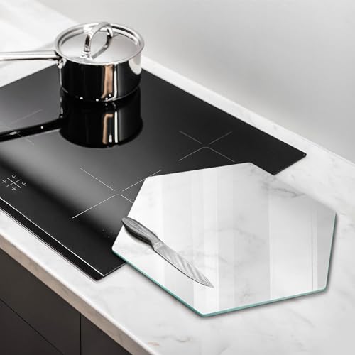 Protection plaque cuisson induction en verre hectagonal effet marbre - 3