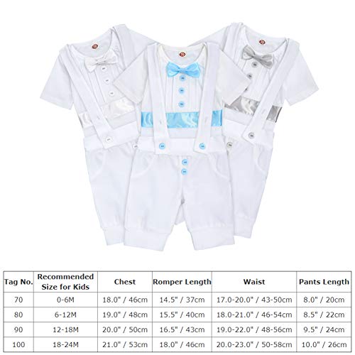 Baby Boys Baptism Christening Outfit Bowtie Romper Suspenders Pants Gentleman Formal Wedding Party Tuxedo Suit Ring Bearer Clothes For First Birthday Cake Smash Photo Gray - Short Sleve 18-24 Months #TOP6