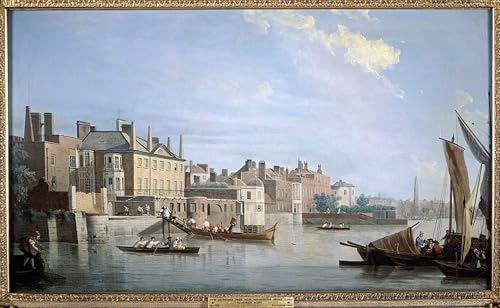 Tableau impressions d'art mural la Tamise avec Montagu House poster vintage pour chambre 60x90cm